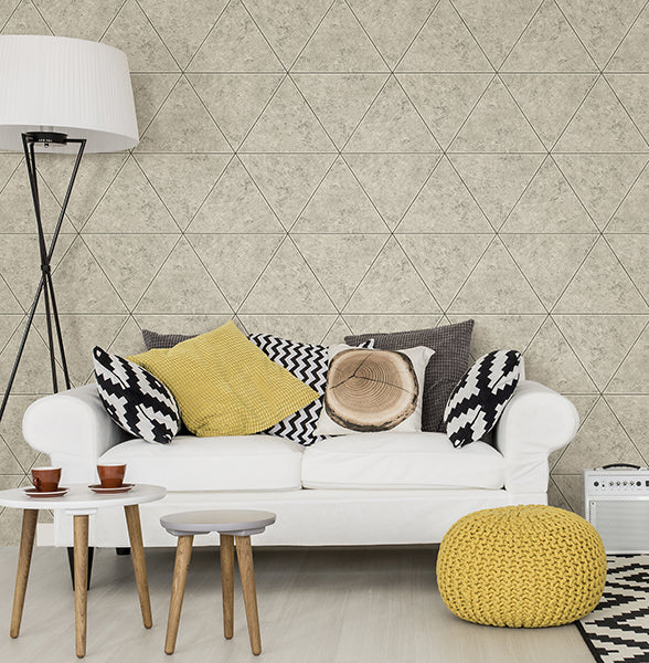 Polished Concrete OffWhite Geometric Wallpaper Astek