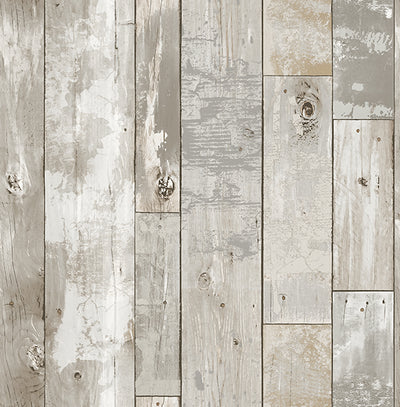 Deena Grey Distressed Wood Wallpaper Wallpaper