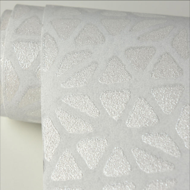 Prism White Geometric Wallcovering Astek