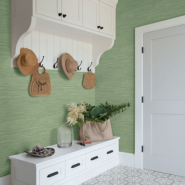 Waverly Green Faux Grasscloth Wallcovering Astek