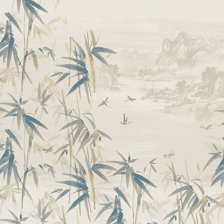 Ine Gold Blue Wallcovering