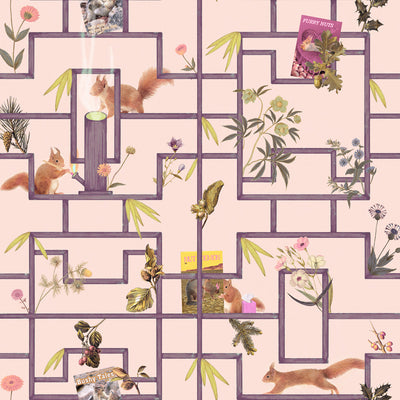 Squirrels, Nuts, and Zippers Wallcovering - Hazelnut