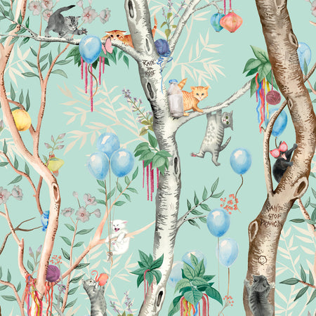 Feline Fiesta Wallcovering - Sorbet