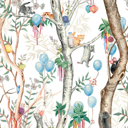 Feline Fiesta Wallcovering - Vanilla
