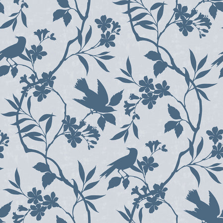 Birds In Trees Wallcovering - Blue