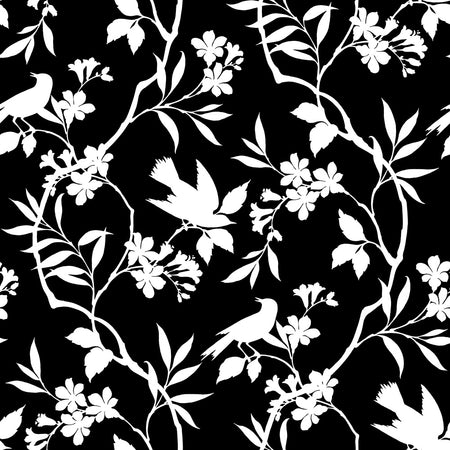 Birds In Trees Wallcovering - Black