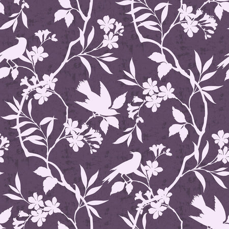 Birds In Trees Wallcovering - Plum
