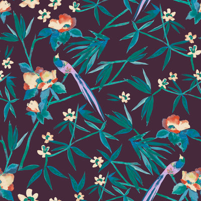 African Night Flight Wallcovering - Azalea