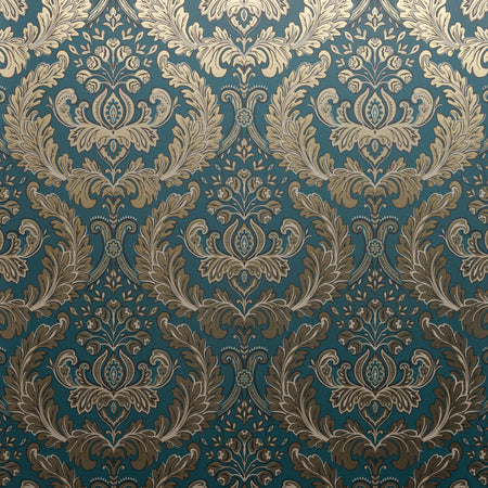 Heritage Wallcovering - Gold and Teal