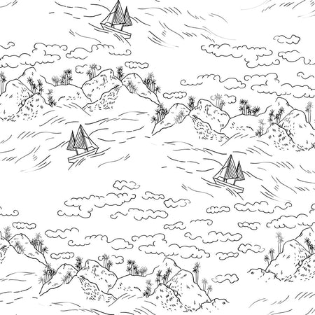 Ocean Toile Wallcovering - Jibe