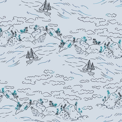 Ocean Toile Wallcovering - Skiff