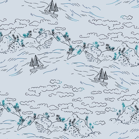 Ocean Toile Wallcovering - Skiff