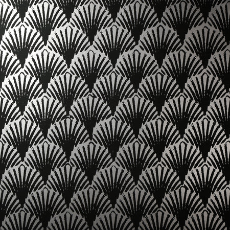 Art Deco Fans Wallcovering - Black & Silver