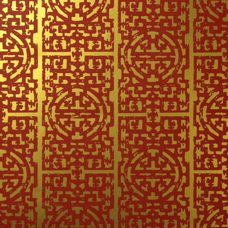 Zodiac Wallcovering - Scarlet & Gold