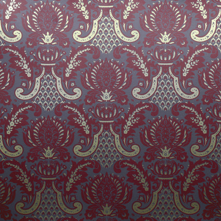 Windsor Wallcovering - Burgundy & Slate