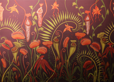 Carnivoria Repeating Mural - Burgundy