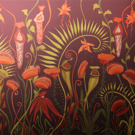 Carnivoria Repeating Mural - Burgundy