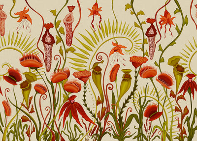 Carnivoria Repeating Mural - Cream