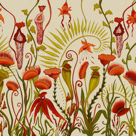 Carnivoria Repeating Mural - Cream