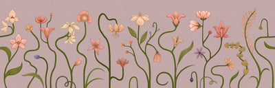 Fleurline Repeating Mural - Lilac