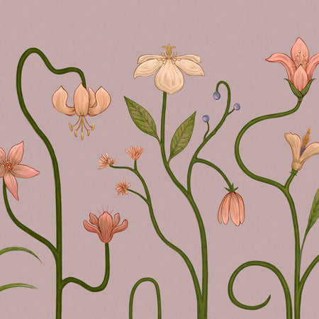 Fleurline Repeating Mural - Lilac