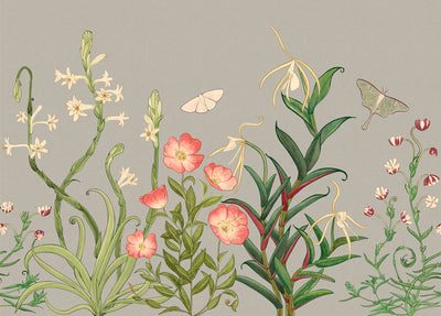 Noctiflora Repeating Mural - Grey
