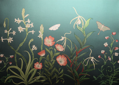 Noctiflora Repeating Mural - Turquoise