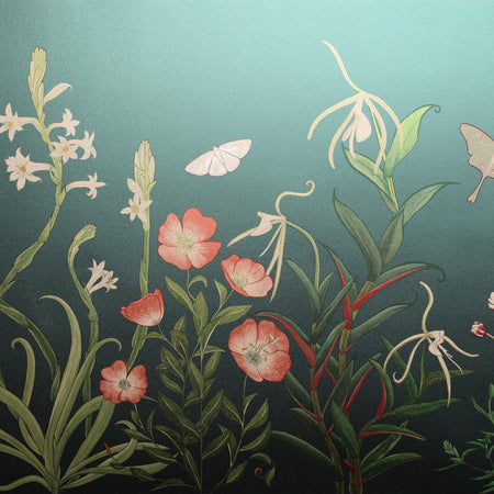 Noctiflora Repeating Mural - Turquoise