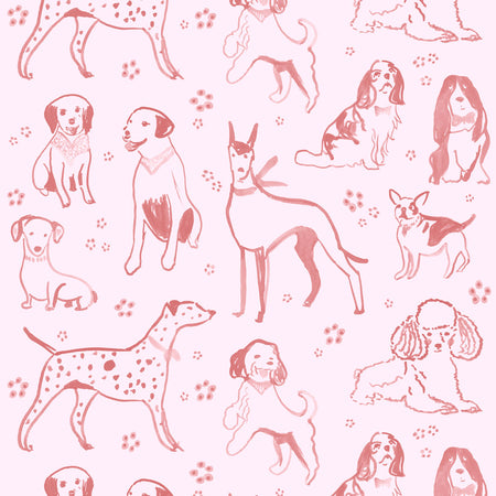 Puppy Playdate Wallcovering - Bubblegum
