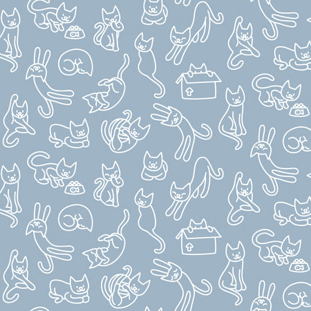 Cat Person Wallcovering - Cornflower Blue