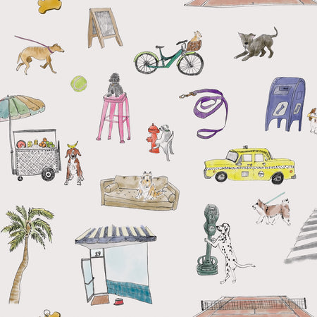 Dog Walk Wallcovering - Doggone Colorful