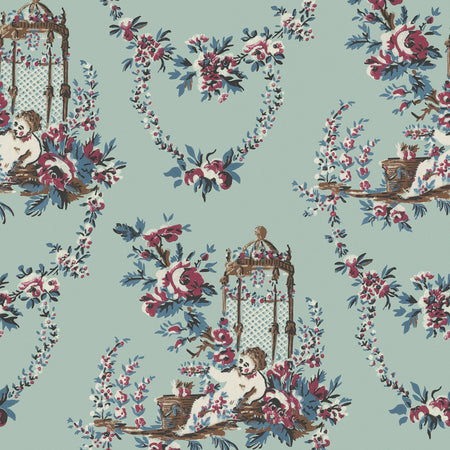 Garden Pavilion Wallcovering - French Blue