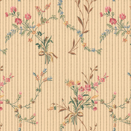 Heirloom Bouquet Stripe Wallcovering - Buttercream