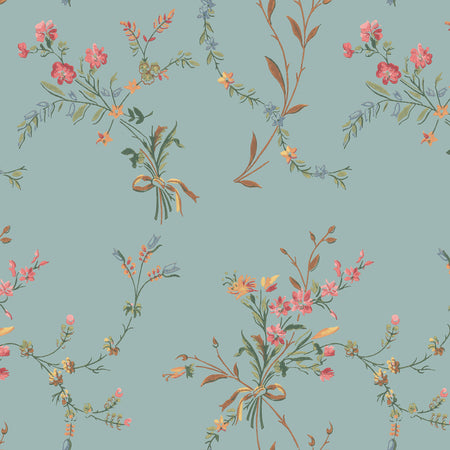 Heirloom Bouquet Wallcovering - Cornflower Blue