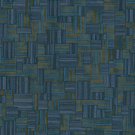 Woven Mosaic Wallcovering - Indigo Gold
