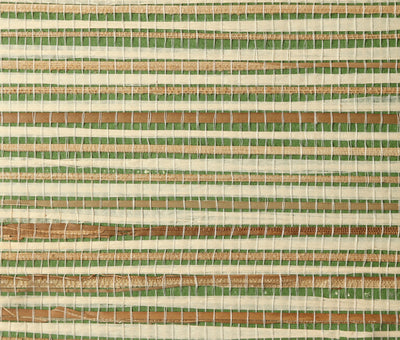 Kelly Green & Beige Grasscloth Wallcovering