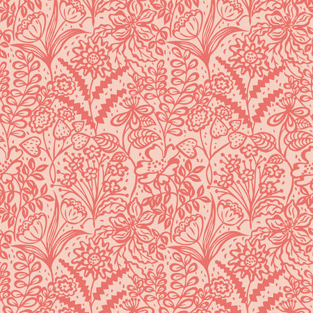 Floral Fandango Wallcovering - Coral