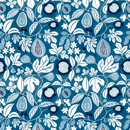 Folk Fruit Wallcovering - Indigo