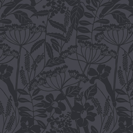 Wild Hedgerow Wallcovering - Charcoal