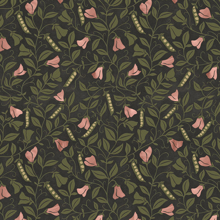 Wild Sweet Pea Wallcovering - Evergreen