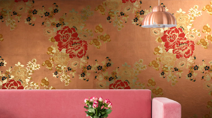 Chinese Silk Gold Leaf Wallcovering