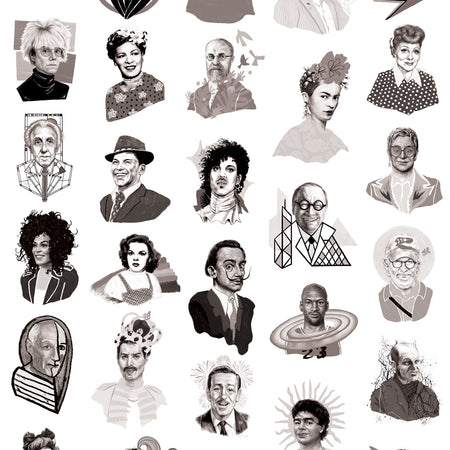 Iconographic Wallcovering - Greyscale