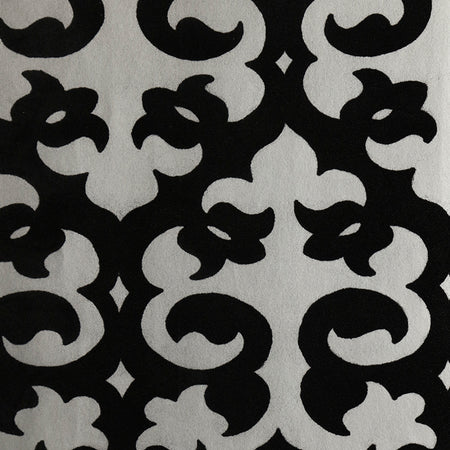 Grille Flocked Wallcovering - Silver and Black