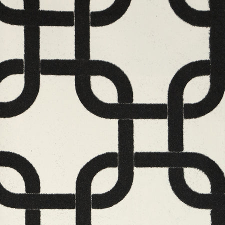 Linked Chains Flocked Wallcovering - Black and White