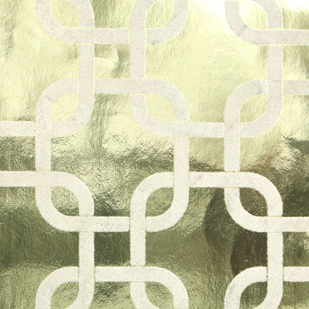 Linked Chains Flocked Wallcovering - Gold