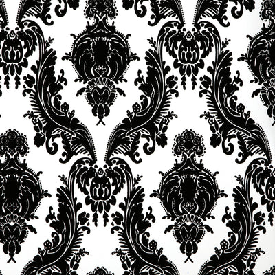 Heirloom Flocked Wallcovering - Black & White