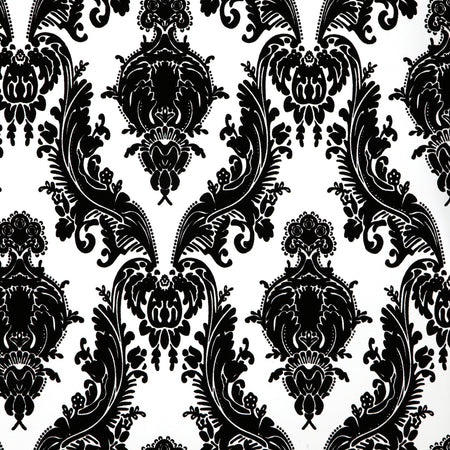 Heirloom Flocked Wallcovering - Black & White