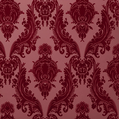 Heirloom Flocked Wallcovering - Maroon