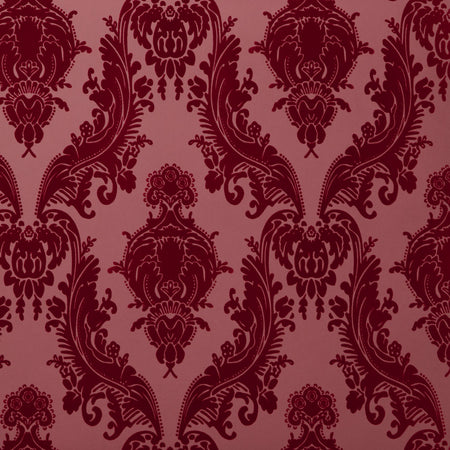 Heirloom Flocked Wallcovering - Maroon