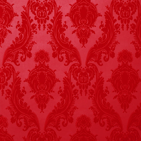 Heirloom Flocked Wallcovering - Crimson
